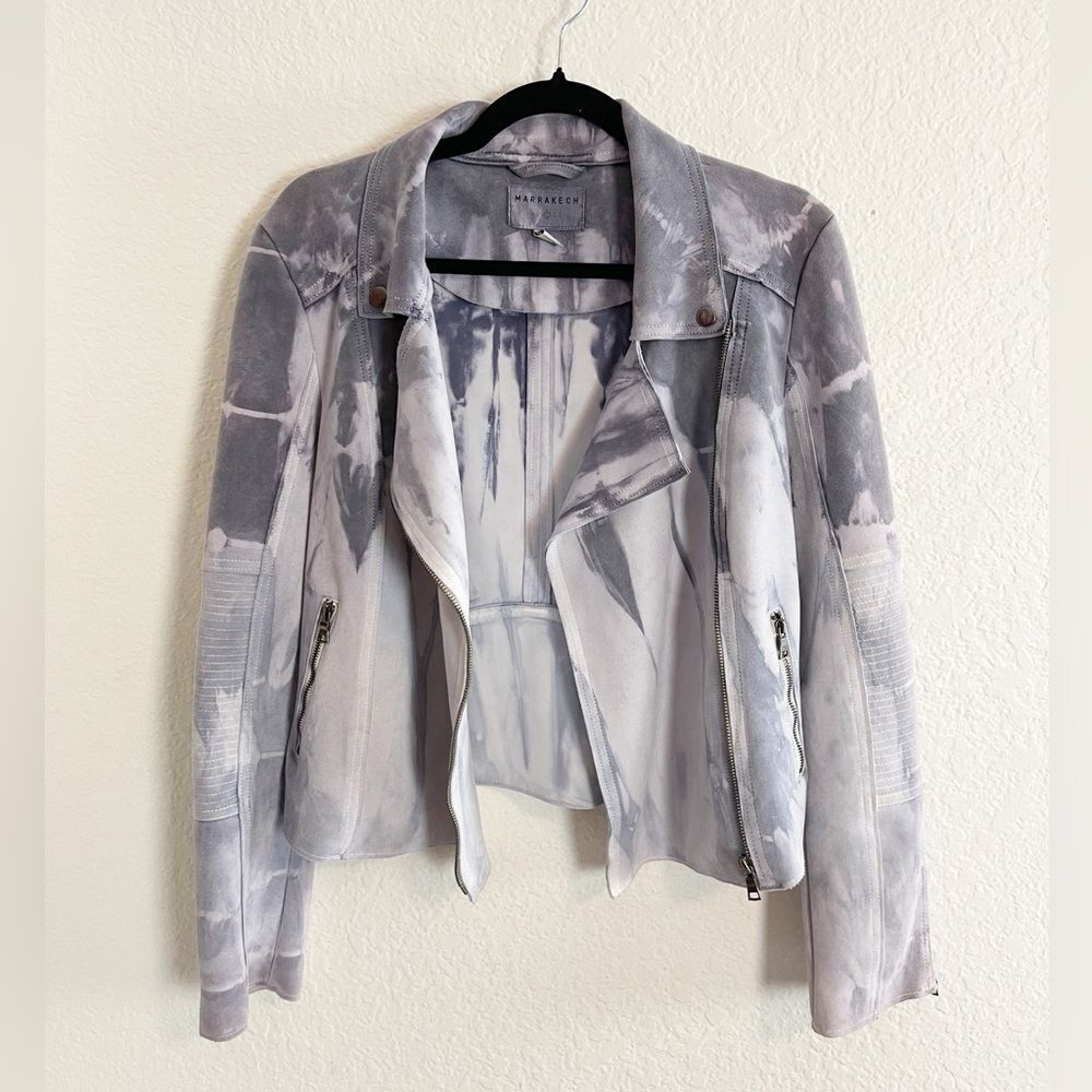 Anthropologie Jackets & Coats Marrakech Gray Faux Suede Moto Biker Jacket.